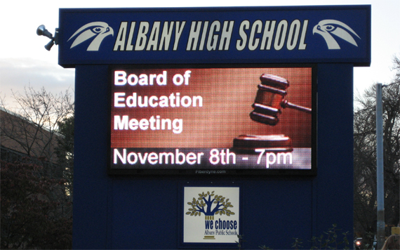 10mm pitch, 1x2 Cabinet LED Sign for Albany High School