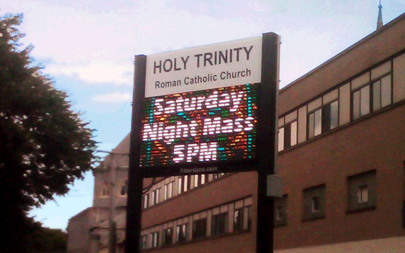 10mm pitch, 1x2 Cabinet LED Sign for Holy Trinity Church in Utica, NY