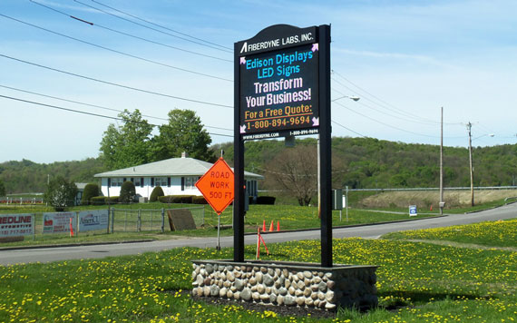 16mm pitch, 2x2 Cabinet LED Sign at Fiberdyne Headquarters