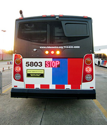 U-STOP LED Sign on back of bus